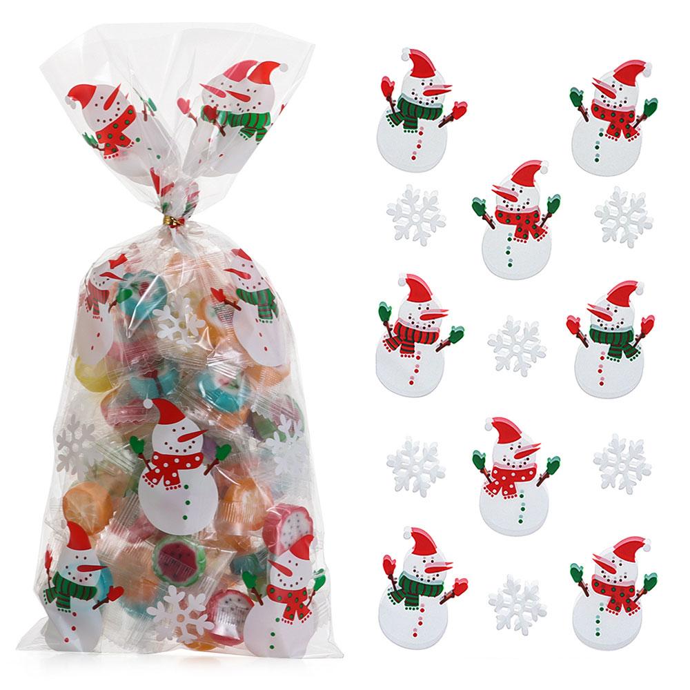 Plastic Snowflakes Snowmen Santa Claus Biscuit Bags Merry Christmas Candy Treat Bag Xmas Candy Bags