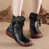 Johnature Women's Short Boots Casual Genuine Leather Solid Color Soft Sole Comfortable Warm Women's Shoes