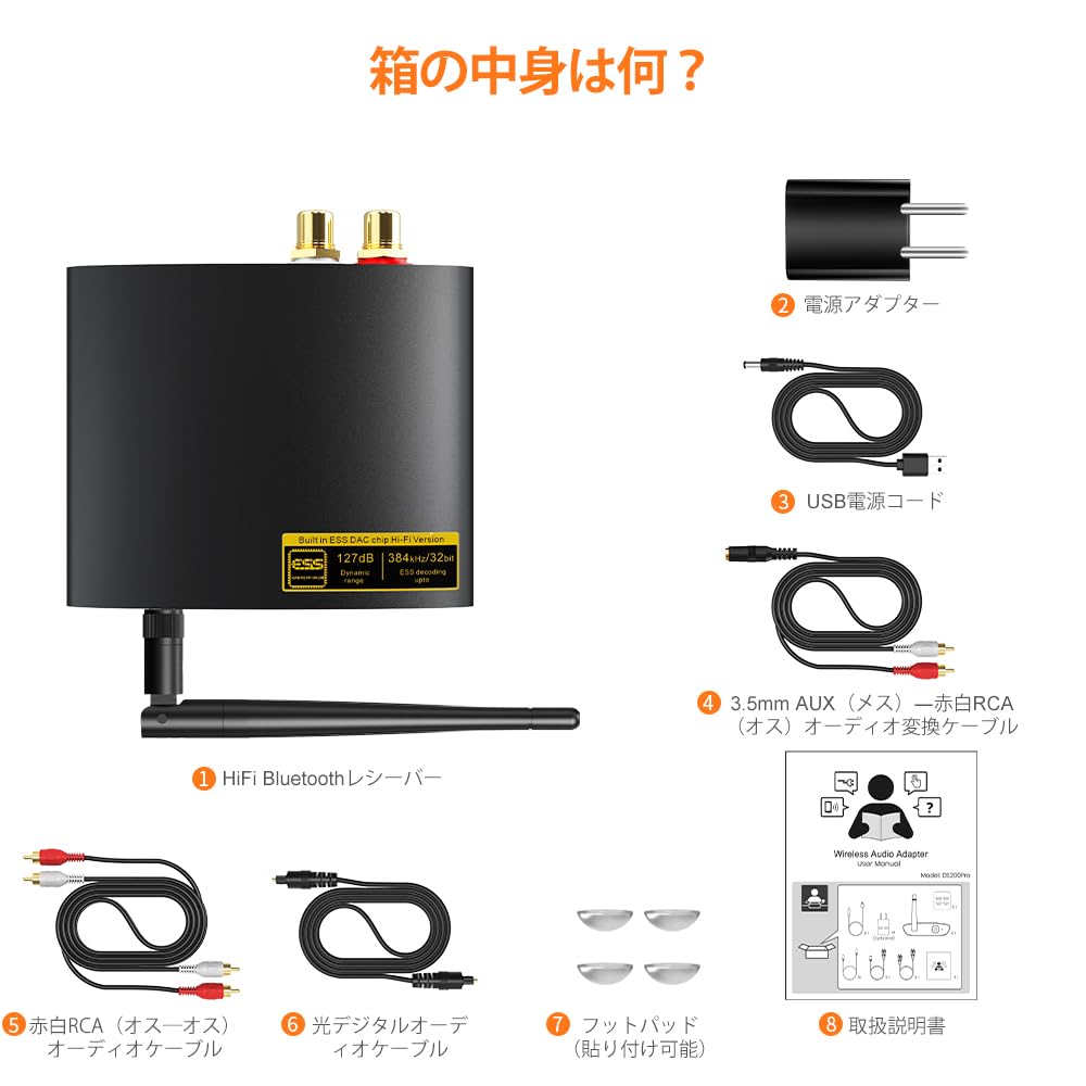 1Mii Bluetooth DAC HiFi LDAC Bluetooth Receiver Bluetooth Audio Receiver DA Converter Output for for Receiving Music from Mobile in Wireless Audio 5.3