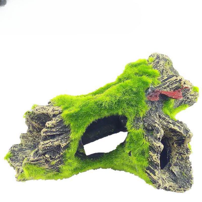 Résine Bois Coulé Mousse Aquarium Décoration de Paysage Ornements Flocage Trou d'Échappement Simulation Bois Mort Arbre Diamant