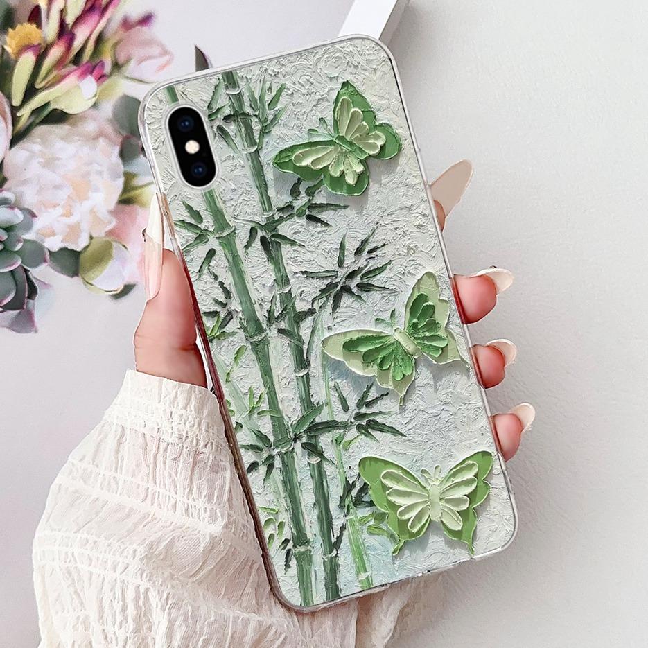 For Apple iPhone X XR XS Max Case Colorful Flowers Butterfly Painted Cover Soft Slim Phone Case For iPhone XS Max iPhoneX Bumper