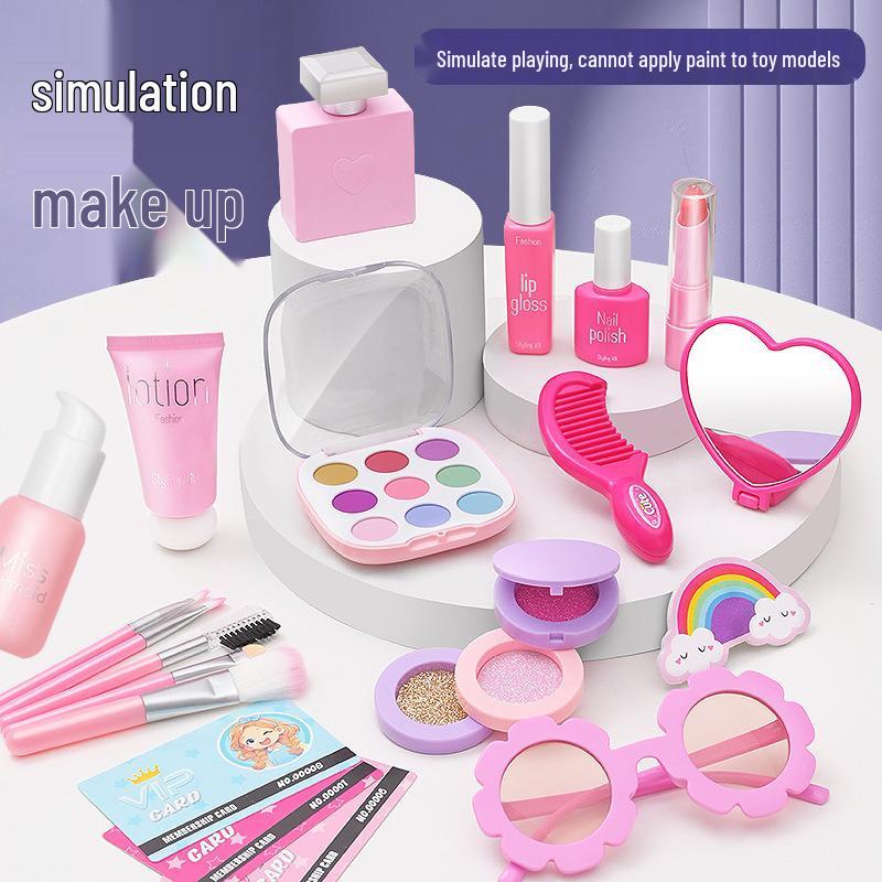 Zestaw do makijażu dla dzieci – Zestaw do odgrywania ról księżniczki – Kolorowe akcesoria kosmetyczne i torebka na toaletkę