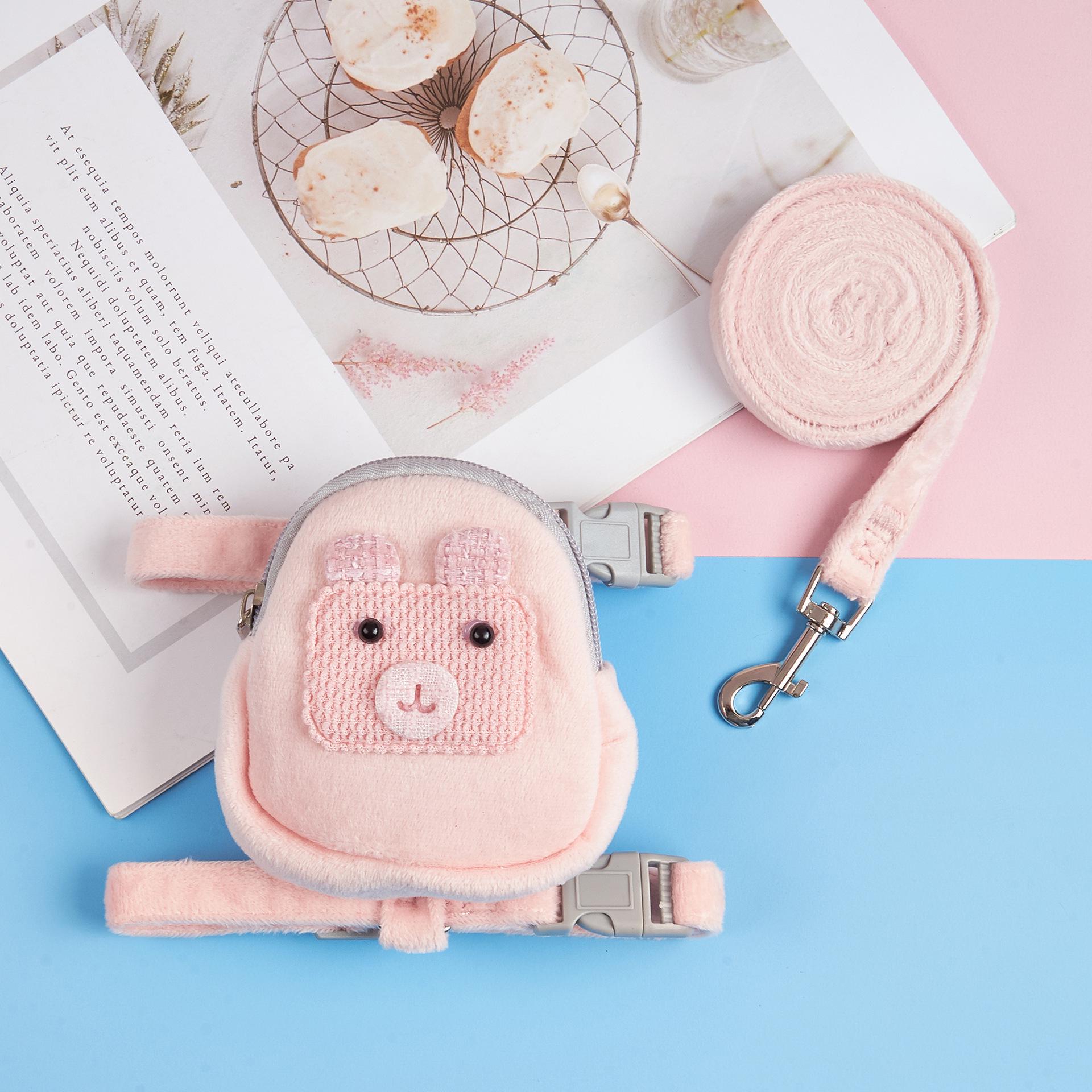 

Adjustable Pet Leash & Harness Set for Small/Medium Dogs, Cats, and Pigs with Snack Pocket and Backpack Small (3-7 lbs)