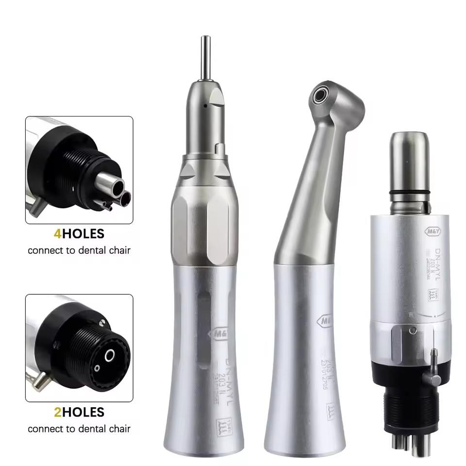 Kit Manipoli Dentali Bassa Velocità Stile NSK FX23 Lucidatura Denti Controangolo Motore ad Aria Spray Esterno Connettore 2/4 Fori Tipo E argento