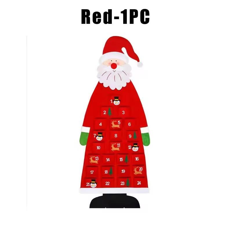 

Christmas Countdown Calendar Door Ornament Crafted From Soft Felt This Santa Advent Hanger Safely Brightens Your Holiday Home As show червоний