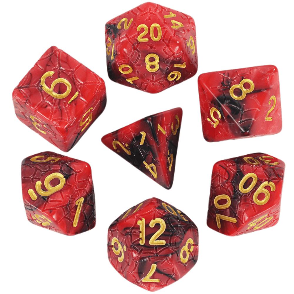 Mixing Color Dice DND 7pcs Polyhedral Dice Set with Engraving Spider Web Effect for DND RPG Magic Gathering Table Game D&D Dice