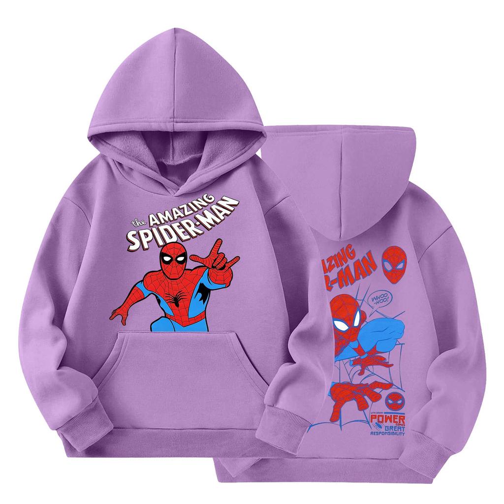 Kids Loose Fit Long Sleeve -Lined Pullover Hoodie with Graphic Print