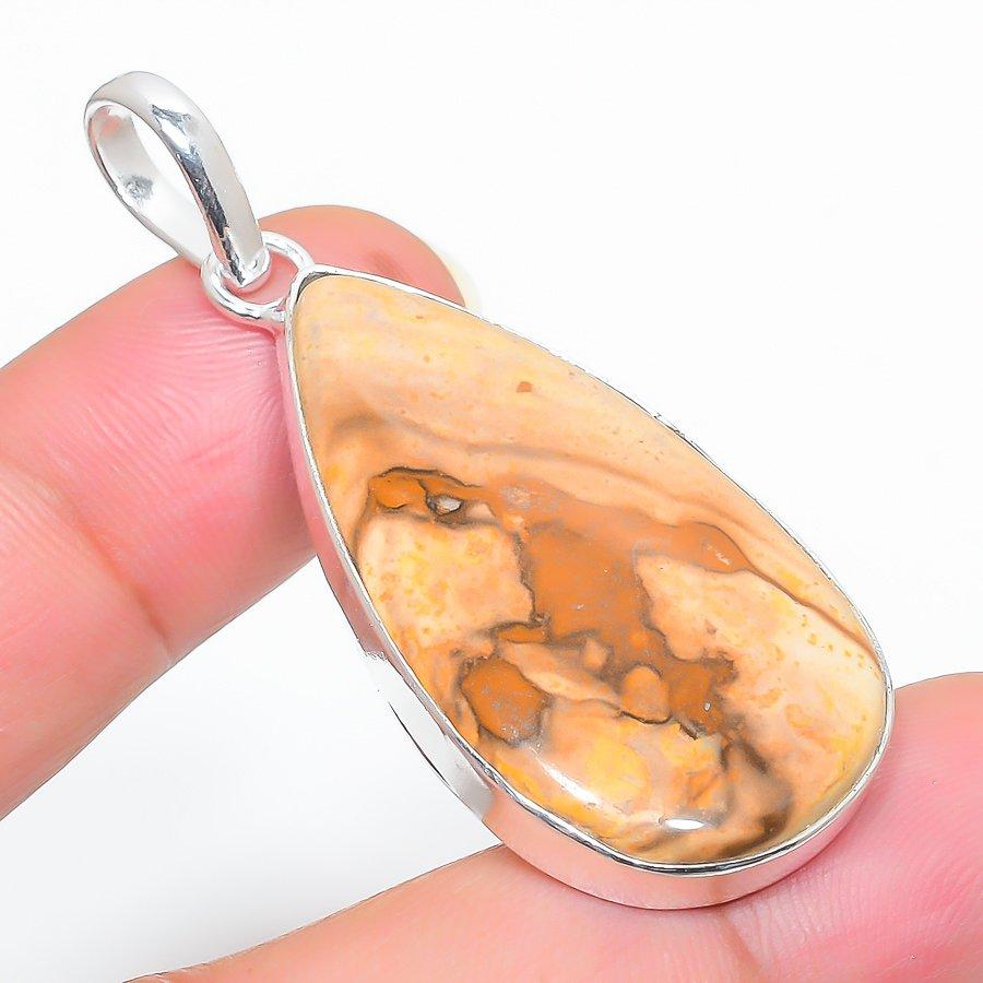 

Подарочный кулон из стерлингового серебра 925 пробы с натуральным изображением яшмы 2,05 дюйма H9U16