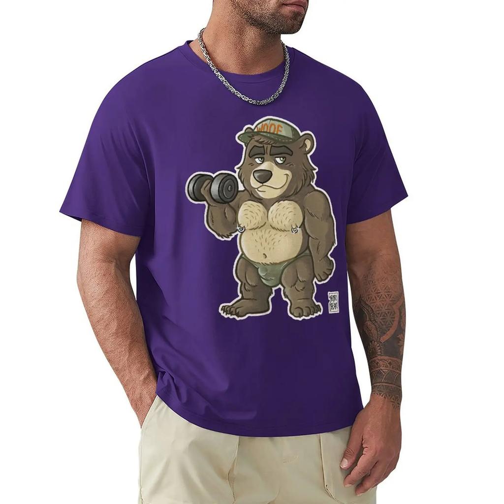 Casual Thicc Bear Animals Strong Wildlife T Shirt Harajuku Short Sleeve T-shirt 100% Cotton Graphics Tshirt Tops