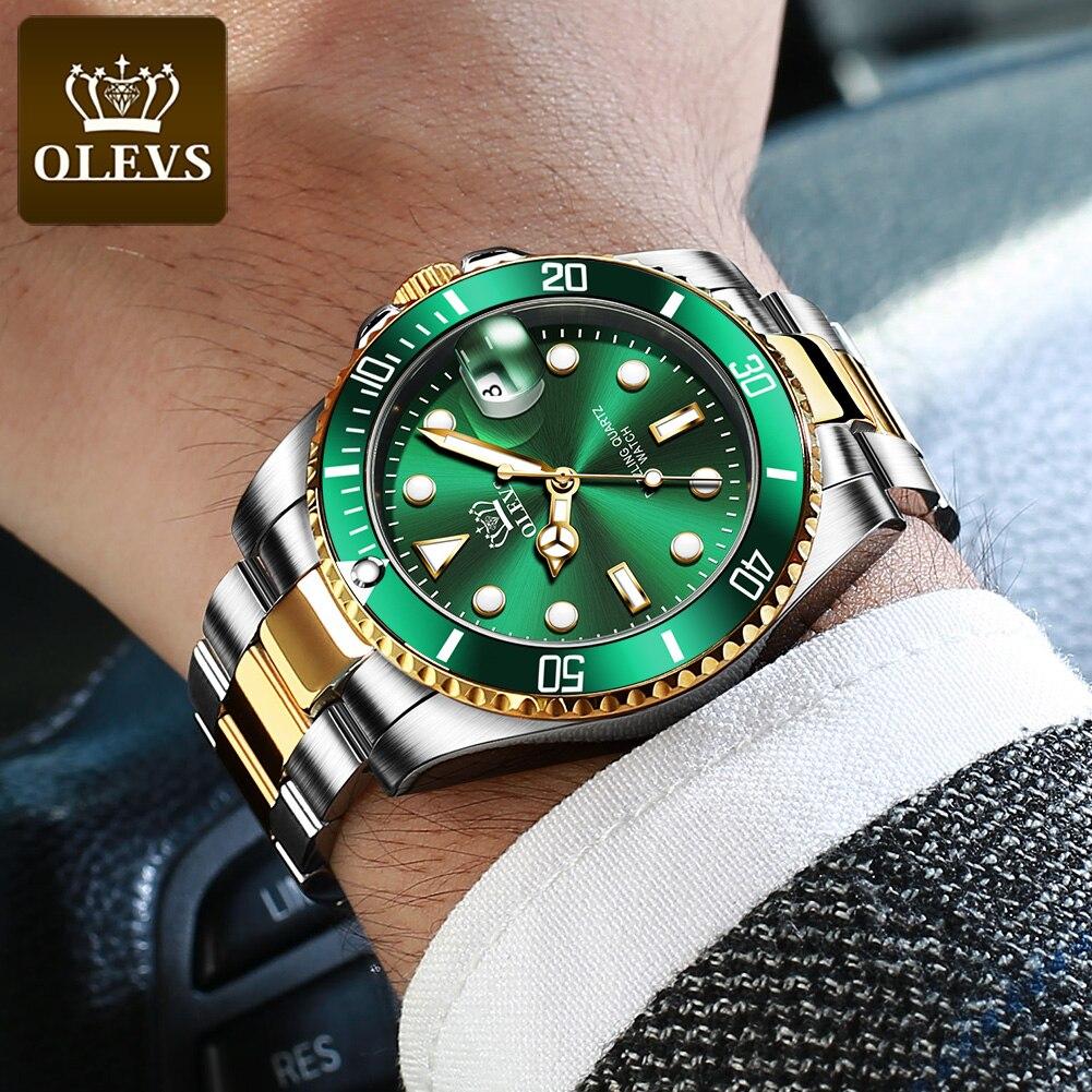 Goedkope OLEVS New Green Water Ghost Watch Men's Automatic Mechanical Watch  30 Meters Life Waterproof Stainless Steel Strap Rolexes Watch kopen —  gratis levering, eerlijke reviews met foto's — Joom