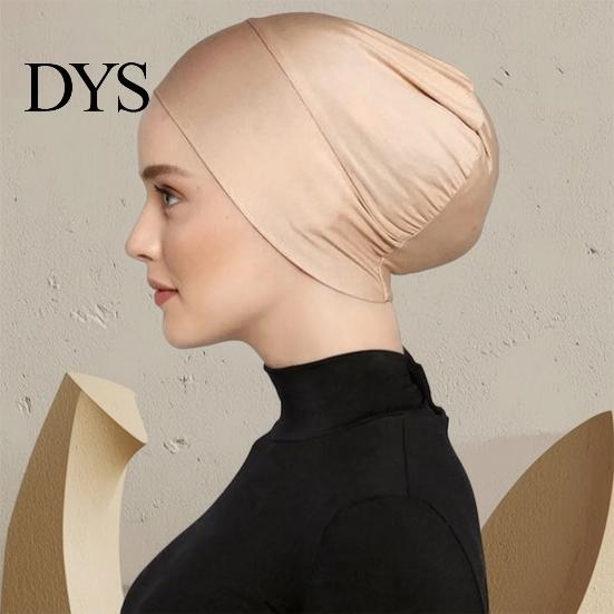 Cotton Undercap Women Solid Color Non-slip Stretch Headscarf Cap Breathable Under Head Wrap Scarf Hat Bonnet Night Sleep Headwear