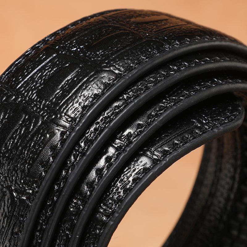 Men's Imitation Leather Belt with Automatic Alloy Buckle for Business Casual Wear