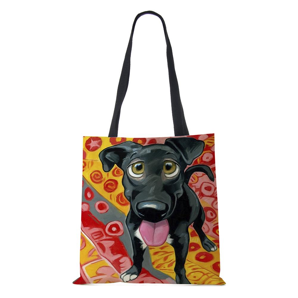 Dog Cartoon Shoulder Bag Vintage Women Reusable Large Capacity Canvas Tote Bag Harajuku Casual Shopping Storage Handbag KTY