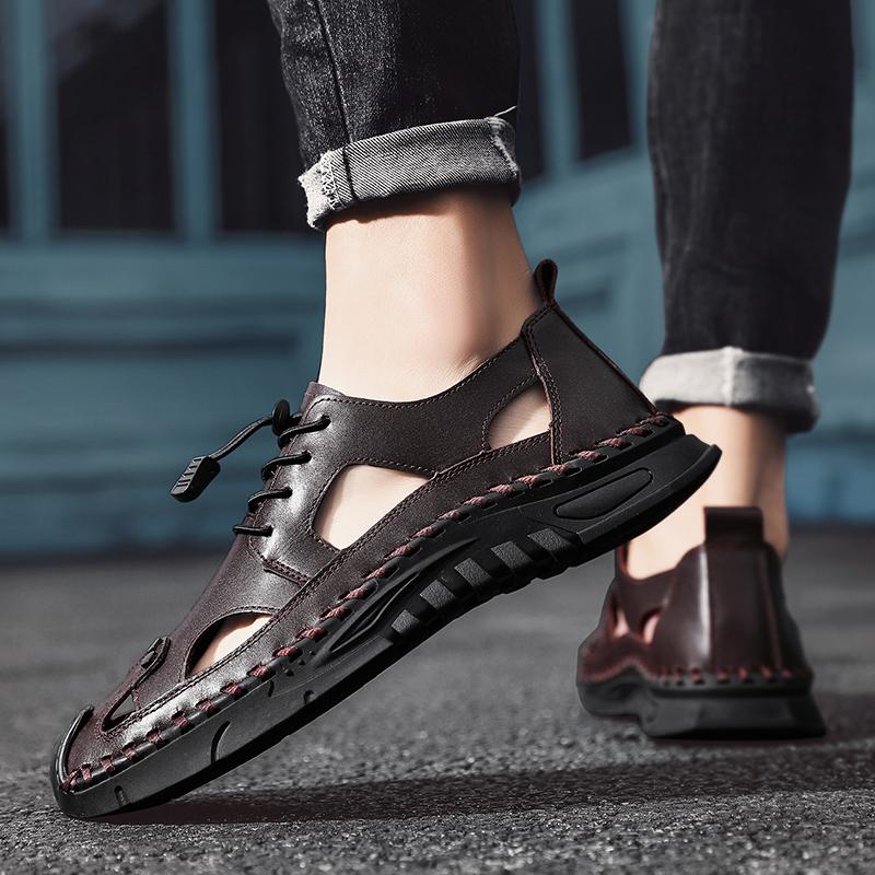 Fashion Genuine Leather Men's Shoes Luxury Classic Business Design Style Daily Successful People Office Leisure Outdoor Sandals New