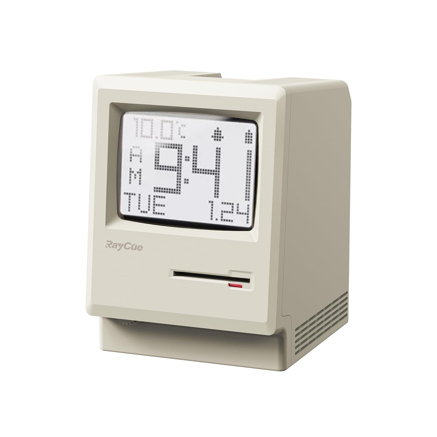 Цифровой будильник с термометром и ностальгическим дизайном дискеты Maclock Цифровой будильник бежевый