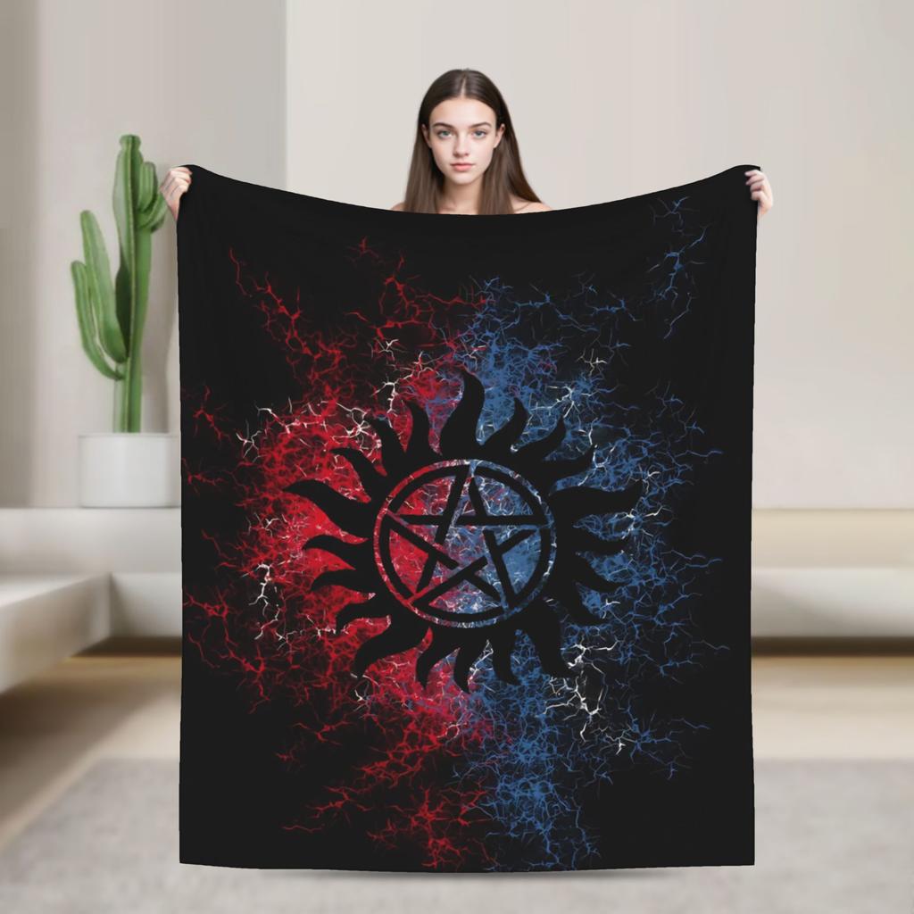 Warm Soft Blanket Camping Sam Winchester Supernatural Throw Blanket Flannel Bedspread For Couch Chair Sofa Bed Sofa Bed Cover
