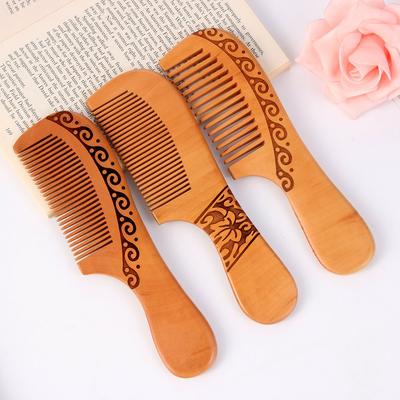 1PC Fashion Natural Peach Wood Comb Close Teeth Anti-static Head Massage Fine Tooth Hair Pocket Comb Styling Accessories