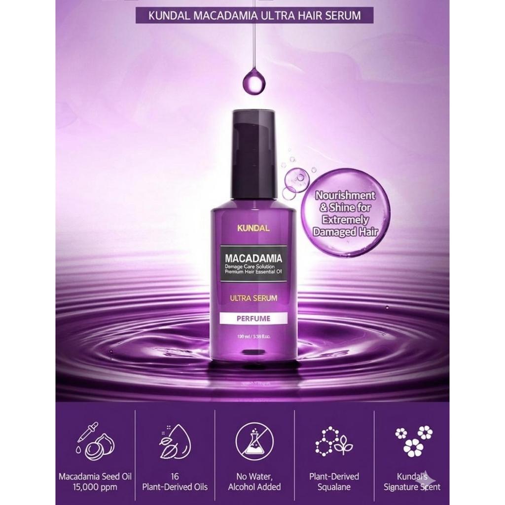 KUNDAL Trattamento Capelli Miele e Macadamia 200ml + Siero Capelli Ultra 100ml Set