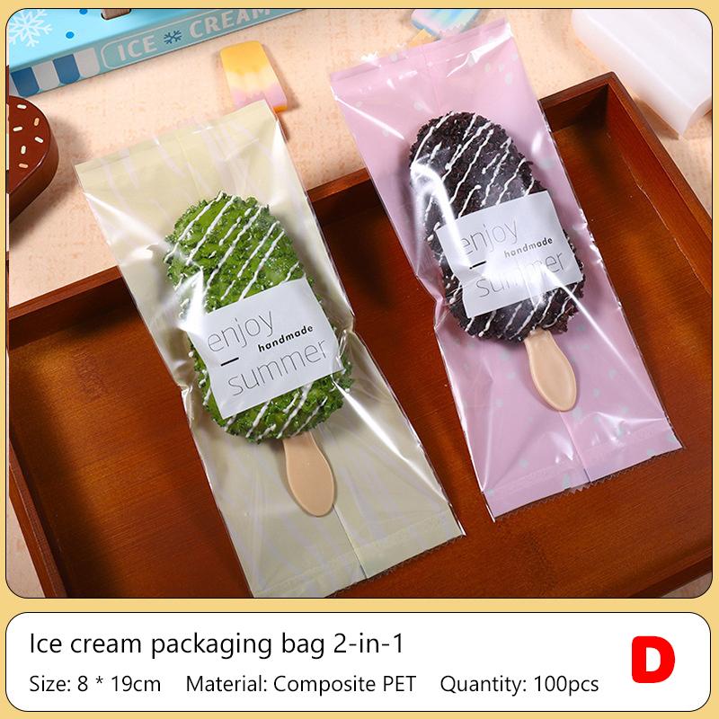 100Pcs Disposable Self Sealing Bag Cartoon Food Grade Ice Cream BagsPopsicle Protective Cover Storage Bag Packing Bag