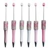 Decorative Beaded Pen Diamond Beadable Pens, Bling Rhinestone DIY Plastic Bead Pen, Crystal Cute Shaft Black Ink Ballpoint Pens for Decorations Office