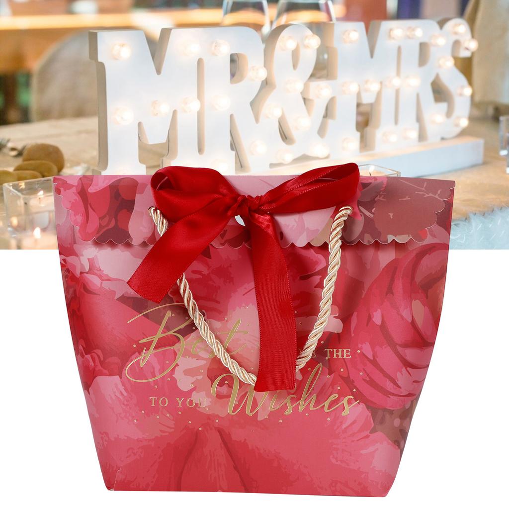 30PCS Portable Small Candy Bag Box for Gift Decoration Event Party Supplies Wedding Favours(Retro Red (Wine Red Ribbon