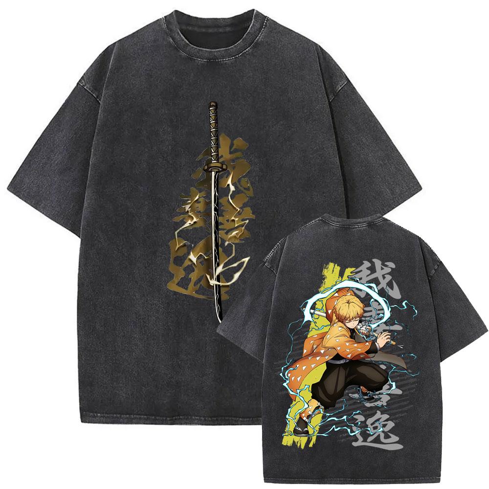 Prané Vintage Anime Demon Slayer Akaza Merch 2025 Tričko Pánské Dámské Oblečení Kreslená Móda Oversized Krátký Rukáv Trička