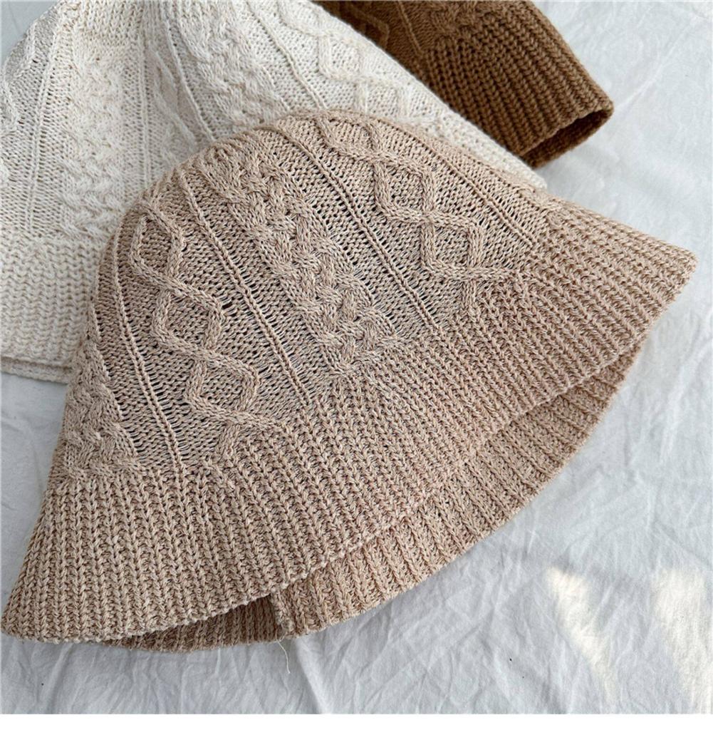 Color knitted hollow breathable bucket hat women's summer outdoor face small sunshade bucket hat women's basin hat