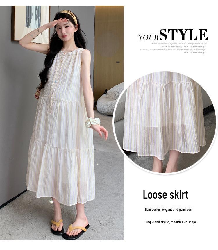 Korean Style Fresh Fashion Sleeveless Pleated Maternity Dress for Summer 2026