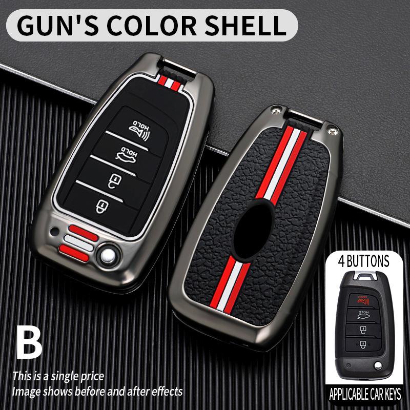Zinc Alloy+Slicone Car Flip Key Case Cover Shell Fob for Hyundai Elantra Solaris Tucson I30 I35 I40 KONA Genesis Santa Fe Azera