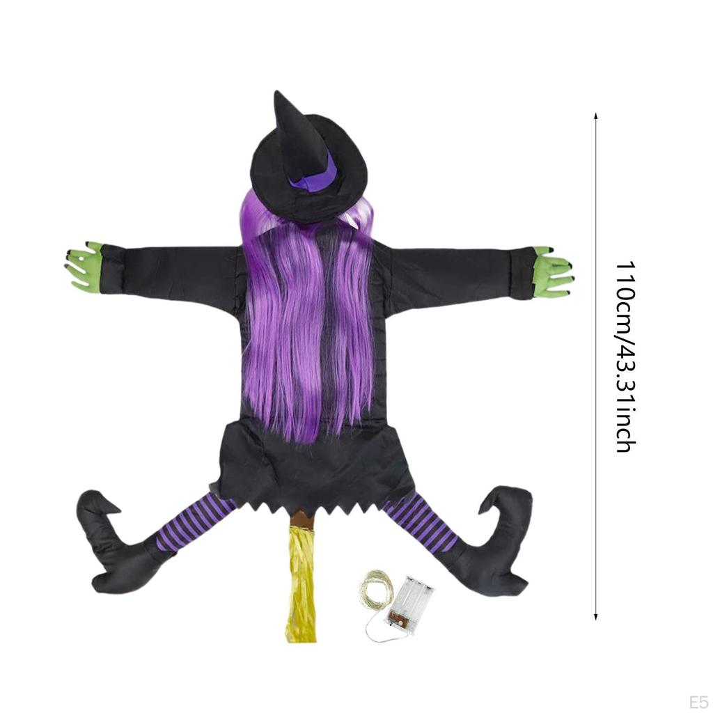 Lighted Crashing Witch Into Tree Halloween Flying for Patio