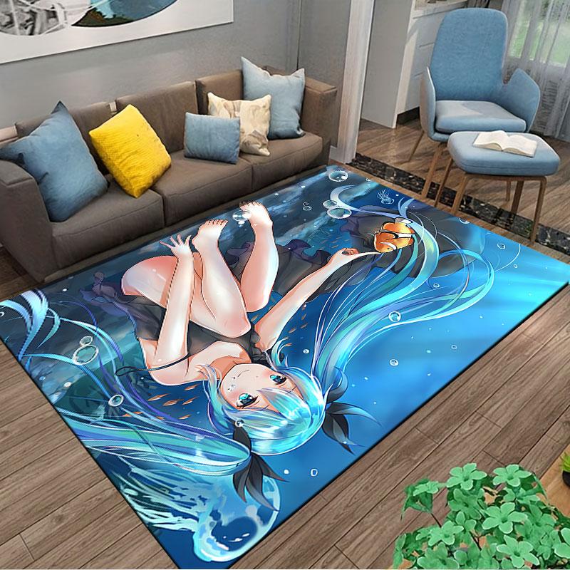 Underwater Girl with Clownfish suitable as a non-slip mat for the living room or bedroom sofa
