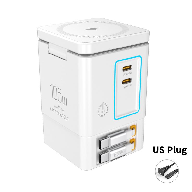 GaN 6-in-1 105W Magnetisches Kabelloses Ladegerät Ständer 15W Schnelles Kabelloses Laden Desktop Dock Station Für iPhone16 15 14 13 Airpod