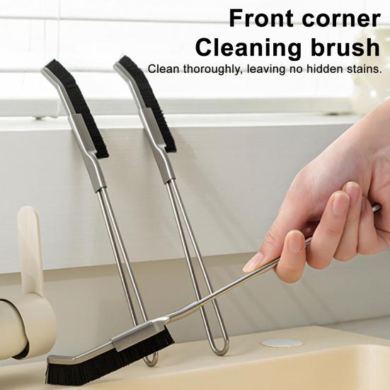 Crevice Brush Long Handle Easy Cleaning Narrow Gaps Stainless Steel Nylon Bristles Multi-angle Cleaning Brush