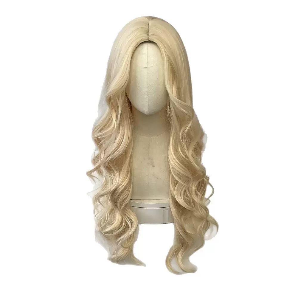Forehead lace wig female natural medium long hair full head cover type big wave small lace long curly hair simulation hair
