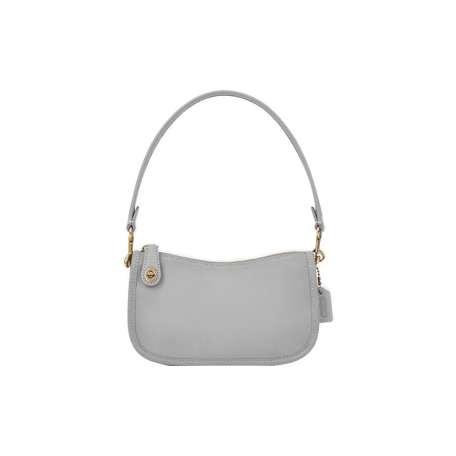 New COACH Swinger Cow Leather Crescent Bag, Pochette, Shoulder Bag, Handbag Trumpets Women's Gray C2643-B4DOY