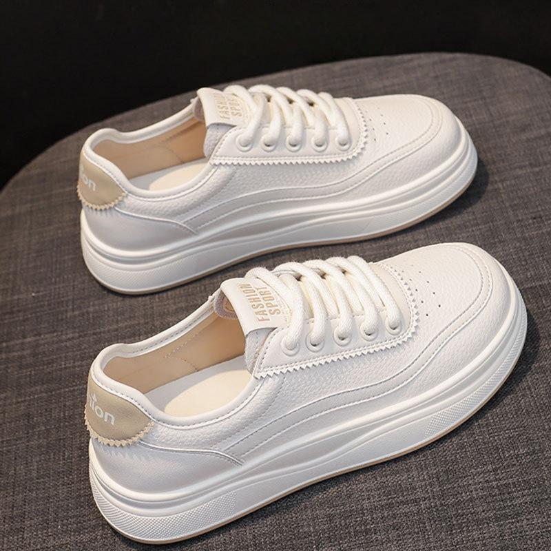 Fashion Fashionable White Sneakers 2025 New Autumn Women's Casual Shoes Breathable Lace Up Tennis Sneakers Women Flat Shoes White Flats