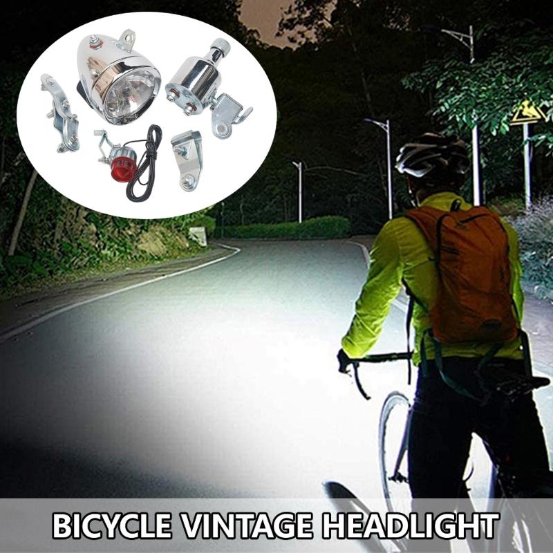 12V 6W Generatoren Koplamp Achterlicht Set Vintage Fiets Koplamp en Achterlicht Frictiedynamo's Licht Eenvoudig te Gebruiken