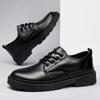 Suit leather shoes men's British business formal men's shoes student height increase casual soft sole waterproof black big head shoes
