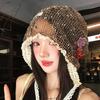 Summer Thin Breathable Versatile Lace Flower Hollow Baotou Hat Women's Face Small Pile Hat Lace Up Globe Hat