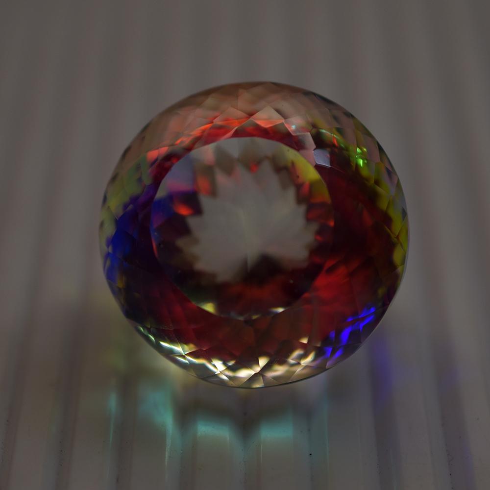 Lab Created 229 Ct Rainbow Mystic Topaz Round Cut Gemstone