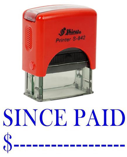 SINCE PAID Self Inking Rubber Stamp Office Stationary Custom Shiny Stamp
