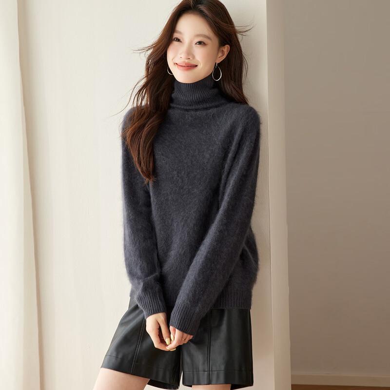 

Женский кашемировый свитер премиум-класса с высоким воротом L