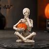 Alternative Home Accessories Vintage Skeleton Holding Pumpkin Statue, Halloween Resin Figurine, Gothic Unique Props Desktop Ornament for Entryway Desk