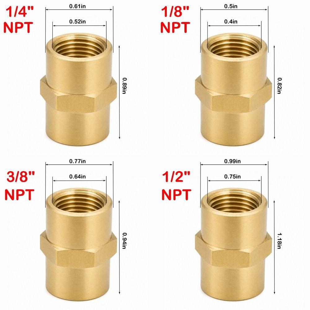 1/4" 1/8" 3/8" 1/8" NPT Female Coupling Brass Pipe Fitting Adapter Air Hose Adapter Compressor Use