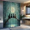 1pc Moonlight Cats Shower Curtain Surreal Fantasy Digital-   With Hooks Waterproof Mildew Proof Easy Install Washable