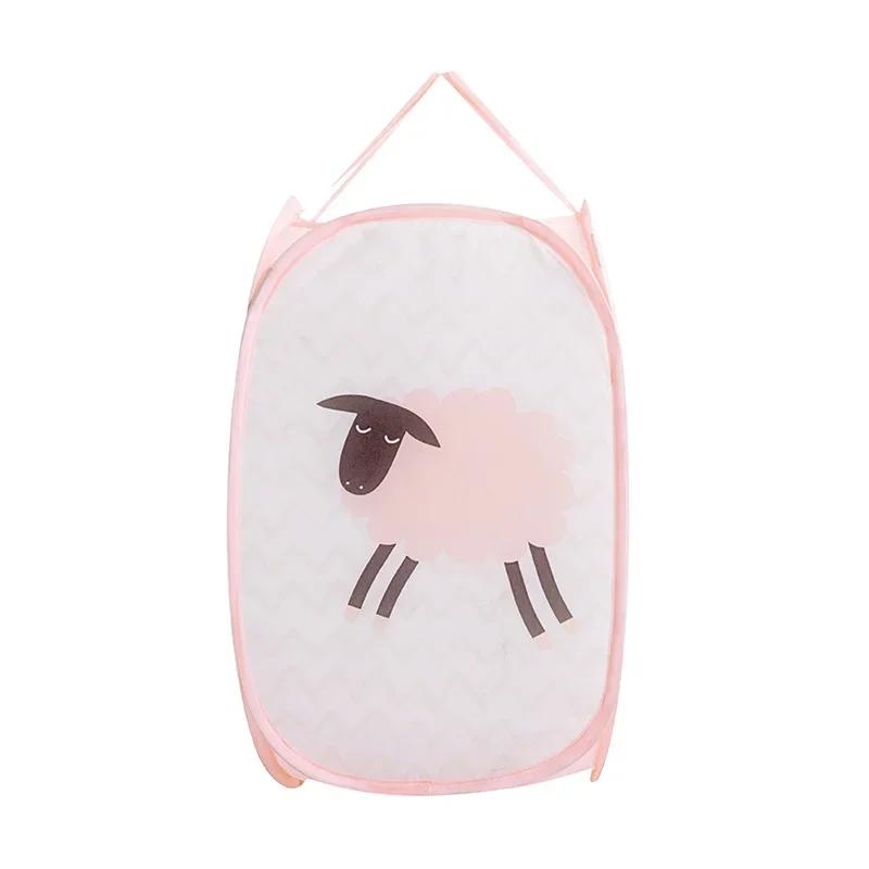 

Кошик для брудної білизни Складні кошики для зберігання одягу Сітка для прання одягу Зберігання дитячих іграшок Домашній органайзер рожевий