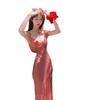 Ripe Cherry Red Plaid Suspender Fishtail Skirt Women's Spring and Summer New French Gentle Seaside Vacation Dress