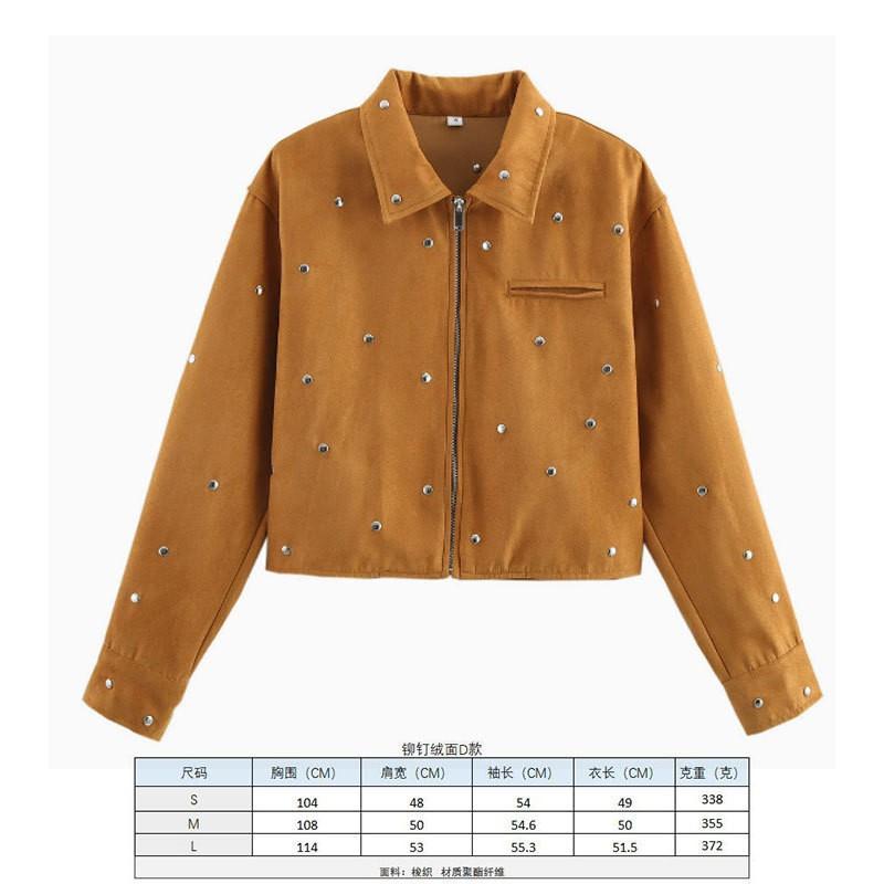 Womens Faux Suede Collar Jacket With Front Pockets Classic Single-Breasted Design 2025 Urban Chic Outerwear
