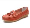 Spring Mother Shoes Single Shoes Hair Women Flat Bottom Women Doudou Flat Heel Leather Shoes Large Size Women'S Shoes