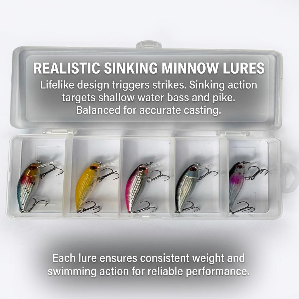 Minnow Lure Sinking Hard Bait 6.5cm 4.3g Realistic Chubs Fishing Lure for Bass Pike